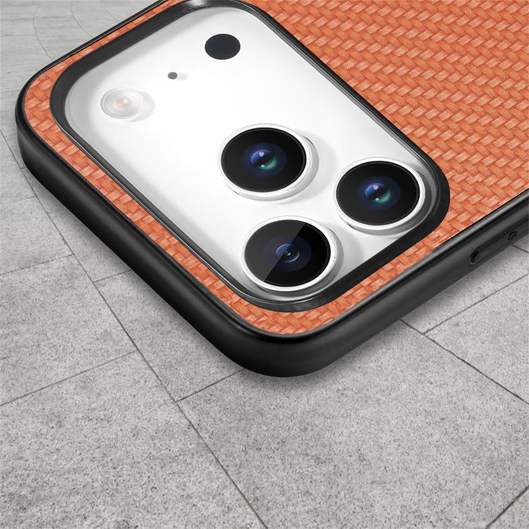 For iPhone 17 Pro Max Carbon Fiber Texture Leather Back Phone Case