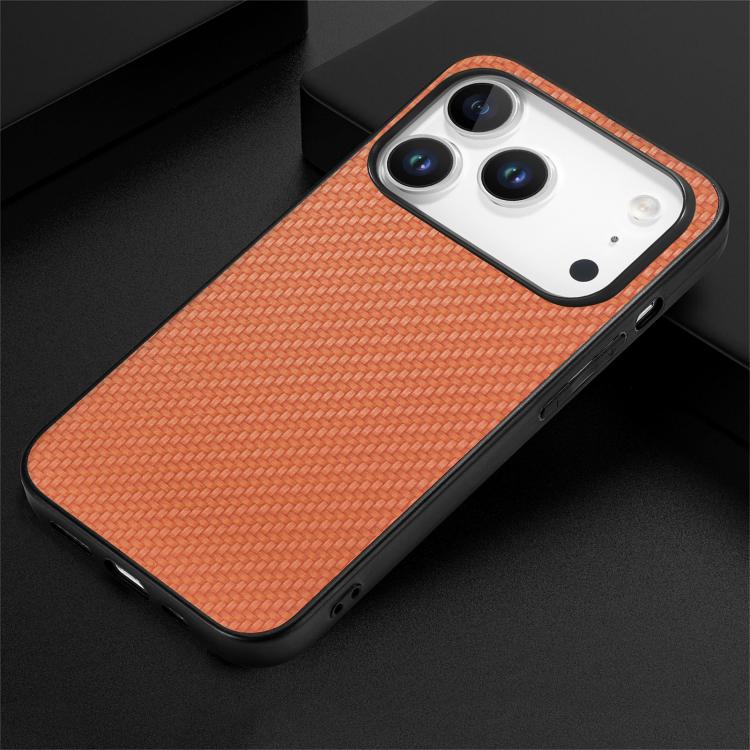 For iPhone 17 Pro Max Carbon Fiber Texture Leather Back Phone Case