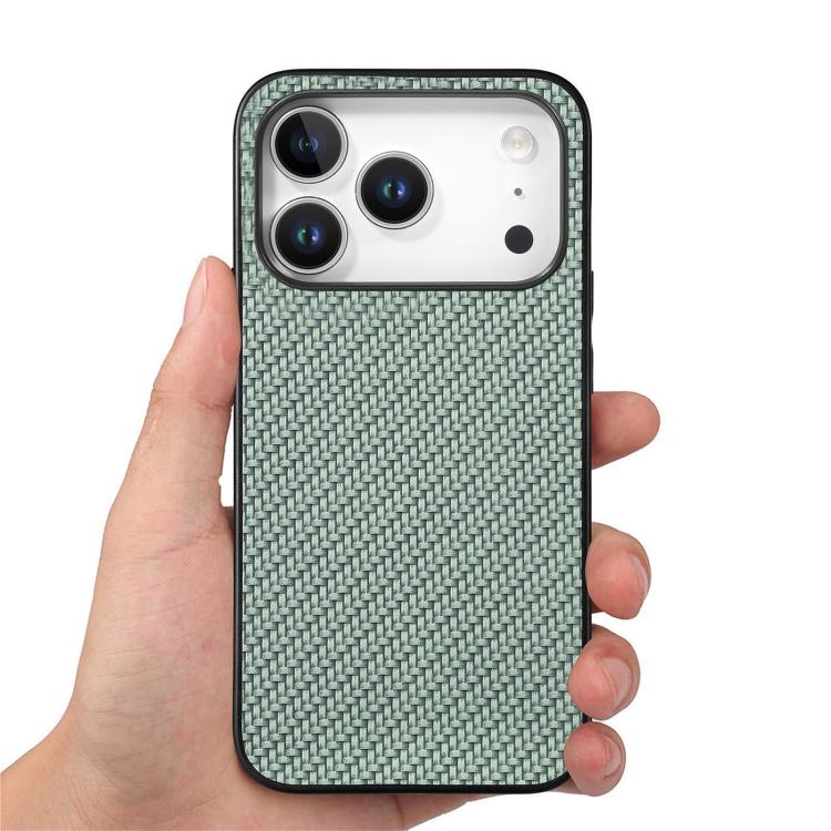 For iPhone 17 Pro Max Carbon Fiber Texture Leather Back Phone Case
