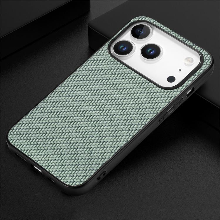 For iPhone 17 Pro Max Carbon Fiber Texture Leather Back Phone Case