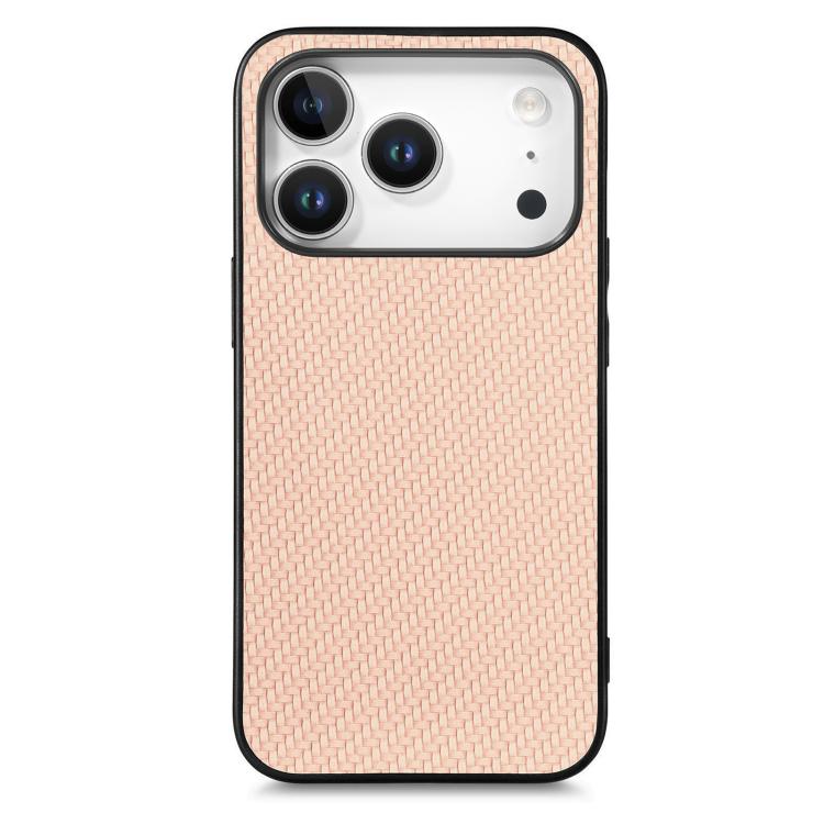 For iPhone 17 Pro Max Carbon Fiber Texture Leather Back Phone Case