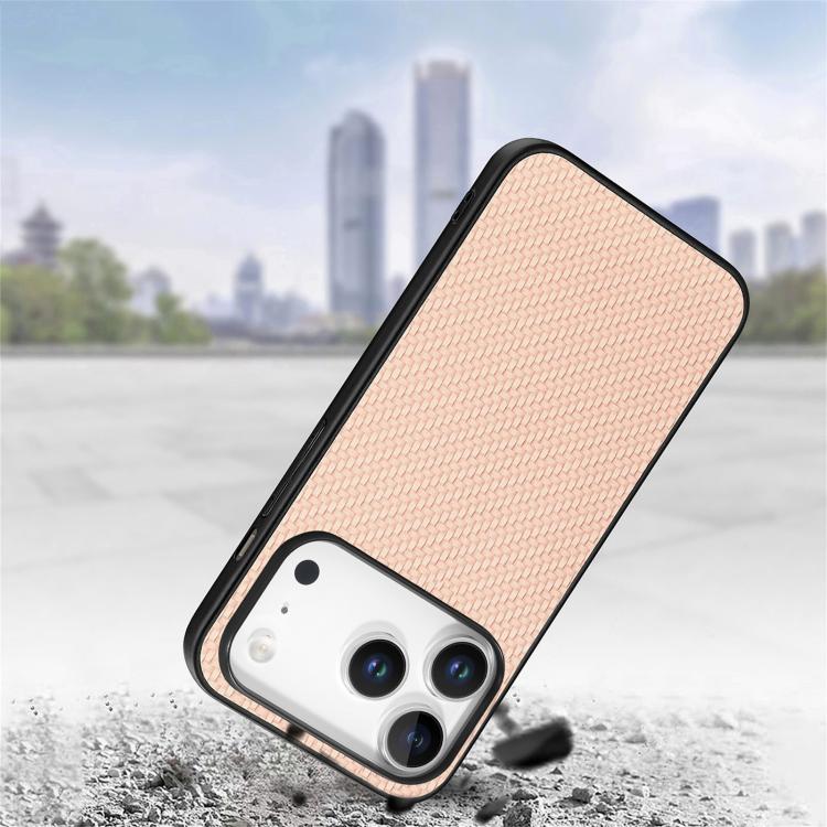 For iPhone 17 Pro Max Carbon Fiber Texture Leather Back Phone Case