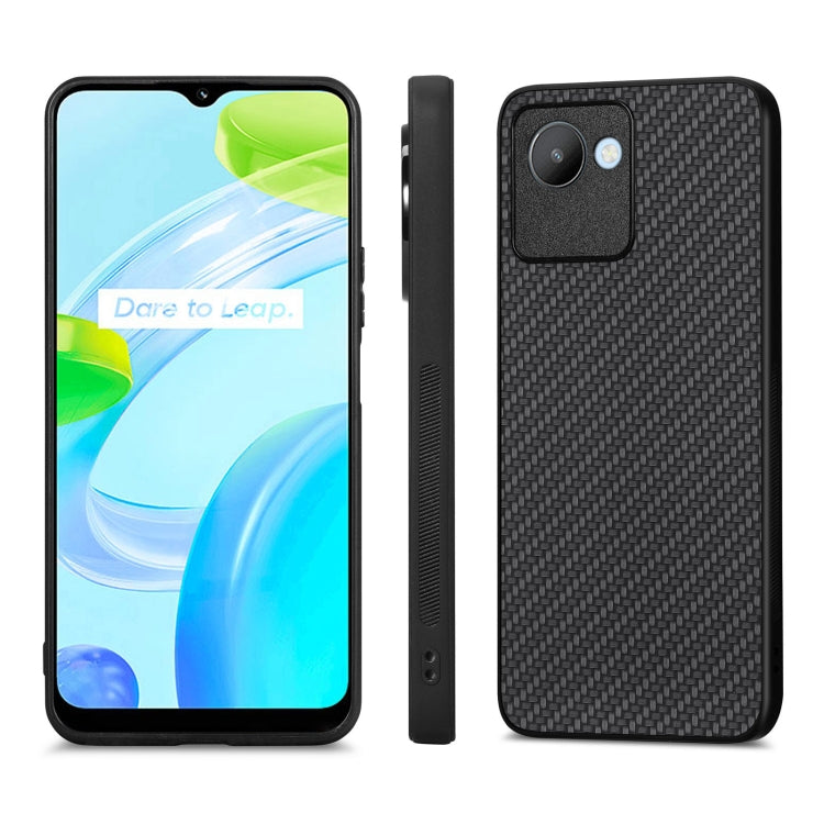 For Realme C30 Carbon Fiber Texture Leather Back Cover Phone Case