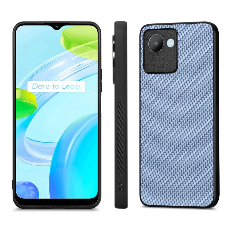 For Realme C30 Carbon Fiber Texture Leather Back Cover Phone Case