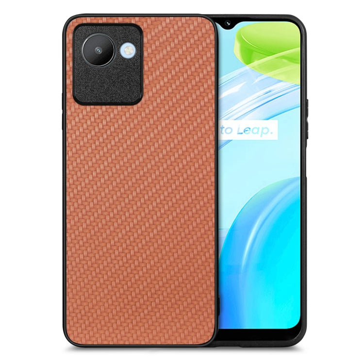 For Realme C30 Carbon Fiber Texture Leather Back Cover Phone Case