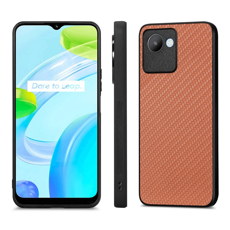 For Realme C30 Carbon Fiber Texture Leather Back Cover Phone Case