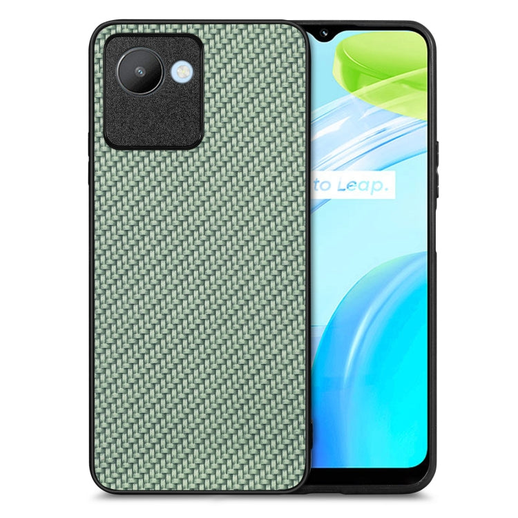For Realme C30 Carbon Fiber Texture Leather Back Cover Phone Case