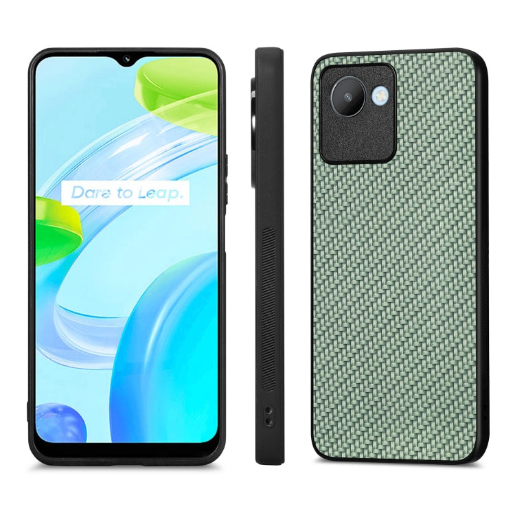 For Realme C30 Carbon Fiber Texture Leather Back Cover Phone Case
