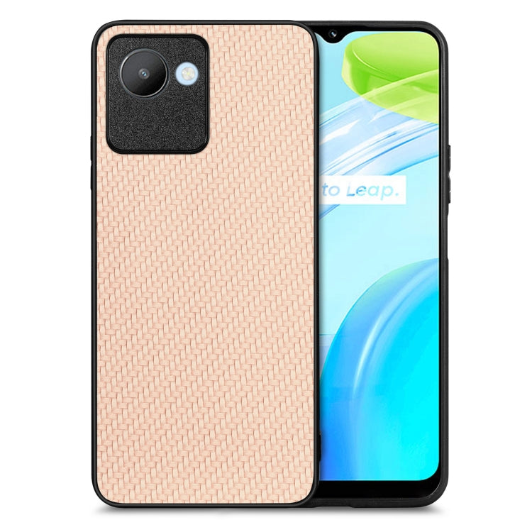 For Realme C30 Carbon Fiber Texture Leather Back Cover Phone Case