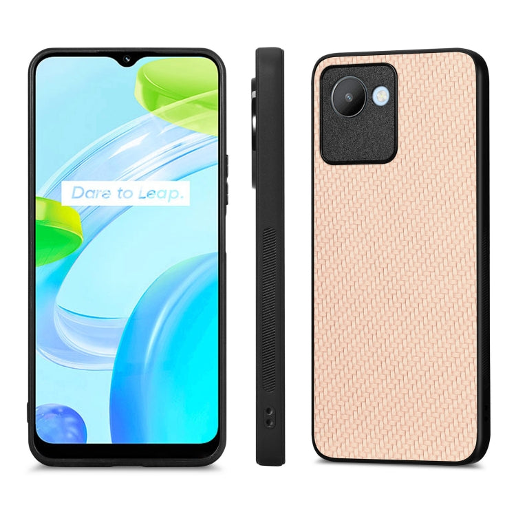 For Realme C30 Carbon Fiber Texture Leather Back Cover Phone Case