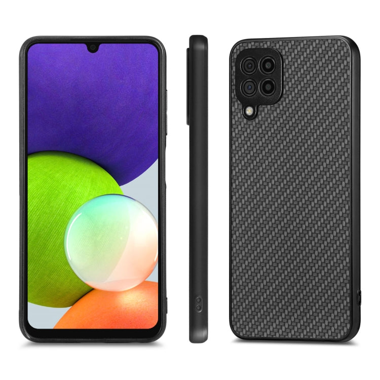 For Samsung Galaxy A22 4G Carbon Fiber Texture Leather Back Cover Phone Case