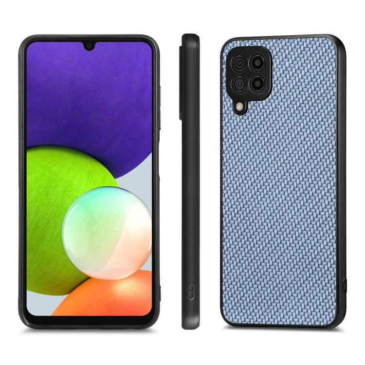 For Samsung Galaxy A22 4G Carbon Fiber Texture Leather Back Cover Phone Case