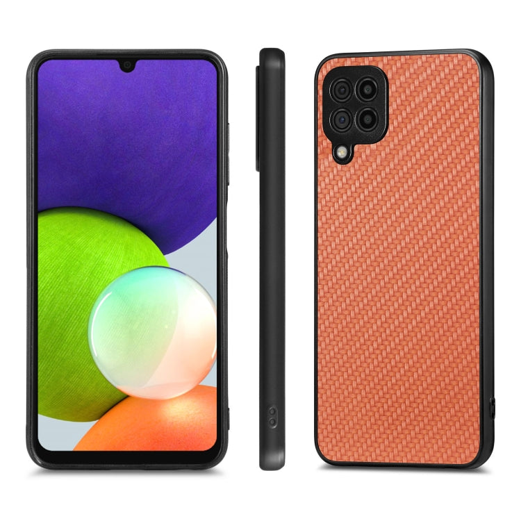 For Samsung Galaxy A22 4G Carbon Fiber Texture Leather Back Cover Phone Case