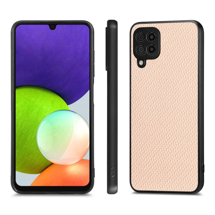 For Samsung Galaxy A22 4G Carbon Fiber Texture Leather Back Cover Phone Case