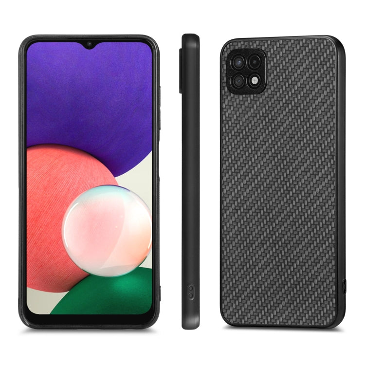 For Samsung Galaxy A22 5G Carbon Fiber Texture Leather Back Cover Phone Case
