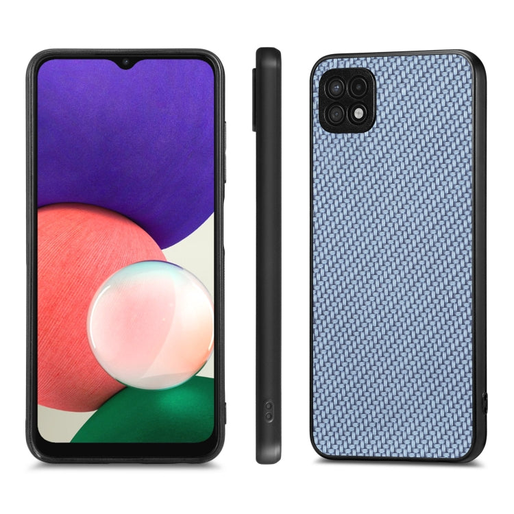 For Samsung Galaxy A22 5G Carbon Fiber Texture Leather Back Cover Phone Case