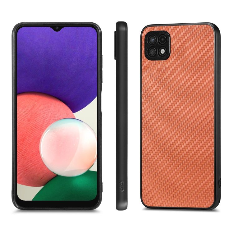 For Samsung Galaxy A22 5G Carbon Fiber Texture Leather Back Cover Phone Case