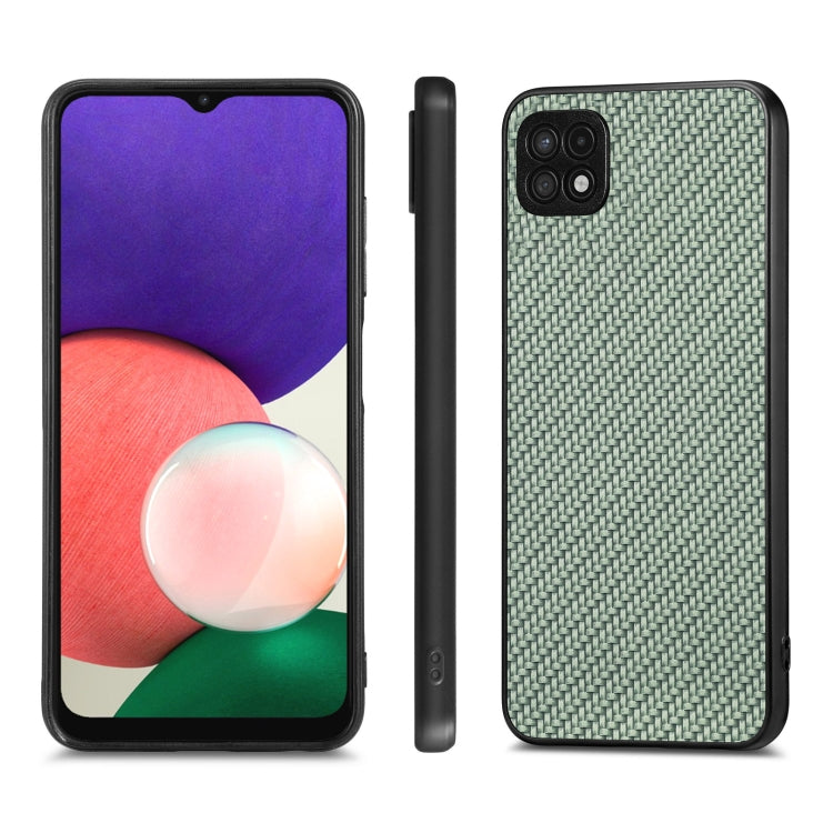 For Samsung Galaxy A22 5G Carbon Fiber Texture Leather Back Cover Phone Case