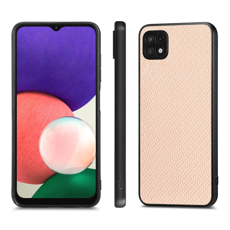 For Samsung Galaxy A22 5G Carbon Fiber Texture Leather Back Cover Phone Case