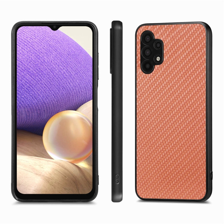 For Samsung Galaxy A32 5G Carbon Fiber Texture Leather Back Cover Phone Case