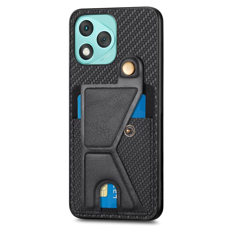 For Honor 400 Lite Global Carbon Fiber Wallet Flip Card K-shaped Holder Phone Case