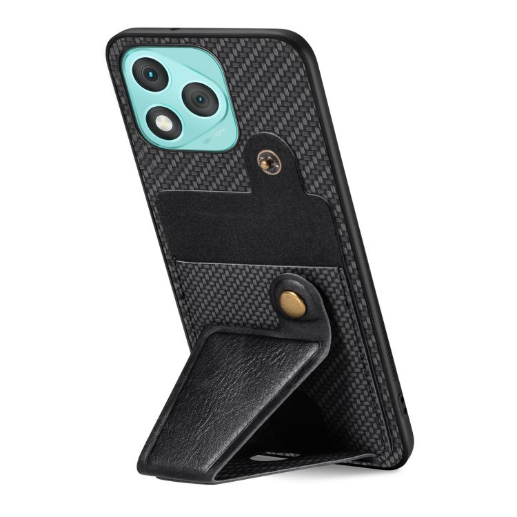 For Honor 400 Lite Global Carbon Fiber Wallet Flip Card K-shaped Holder Phone Case