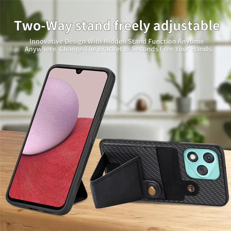 For Honor 400 Lite Global Carbon Fiber Wallet Flip Card K-shaped Holder Phone Case