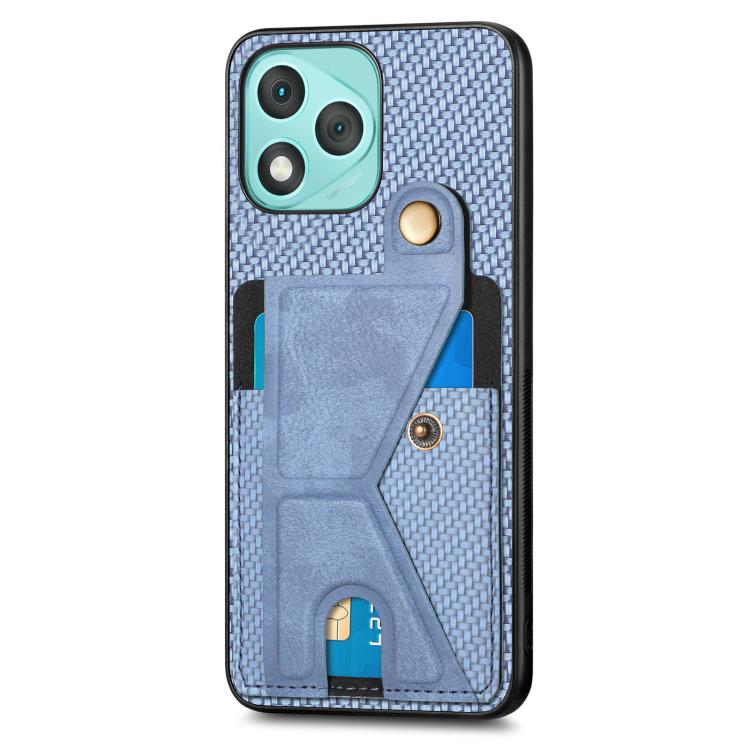 For Honor 400 Lite Global Carbon Fiber Wallet Flip Card K-shaped Holder Phone Case