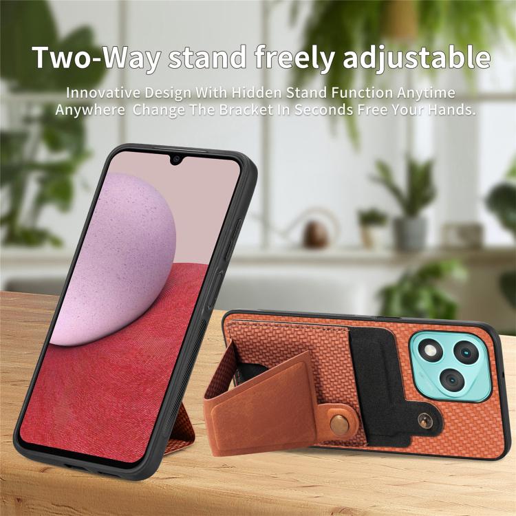 For Honor 400 Lite Global Carbon Fiber Wallet Flip Card K-shaped Holder Phone Case