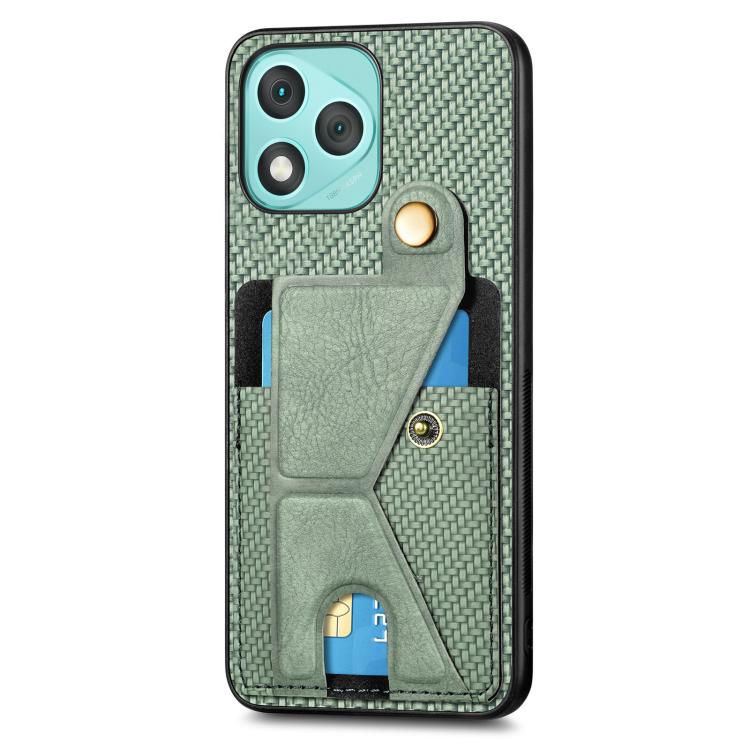 For Honor 400 Lite Global Carbon Fiber Wallet Flip Card K-shaped Holder Phone Case