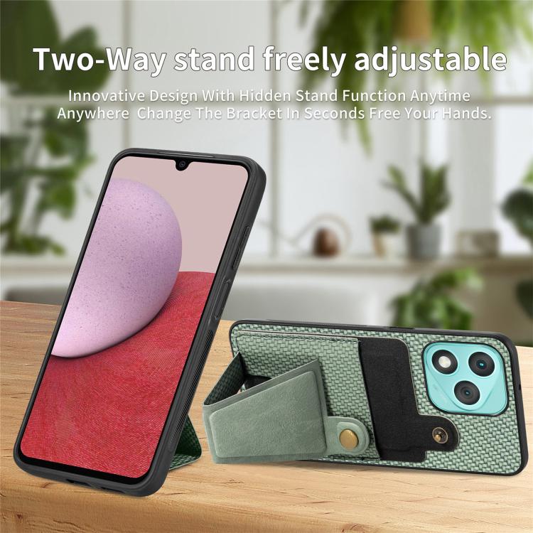 For Honor 400 Lite Global Carbon Fiber Wallet Flip Card K-shaped Holder Phone Case