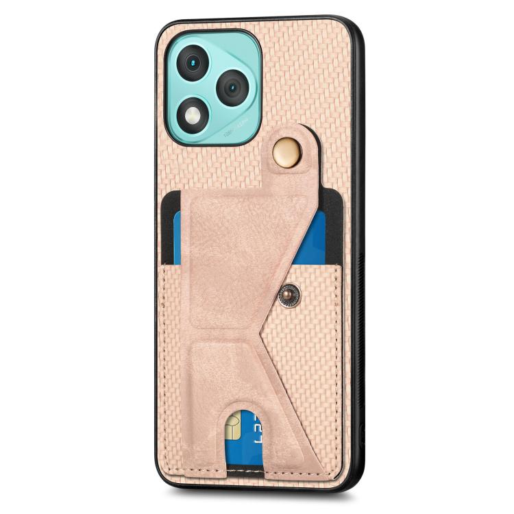For Honor 400 Lite Global Carbon Fiber Wallet Flip Card K-shaped Holder Phone Case