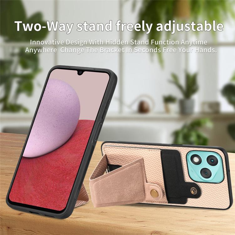 For Honor 400 Lite Global Carbon Fiber Wallet Flip Card K-shaped Holder Phone Case