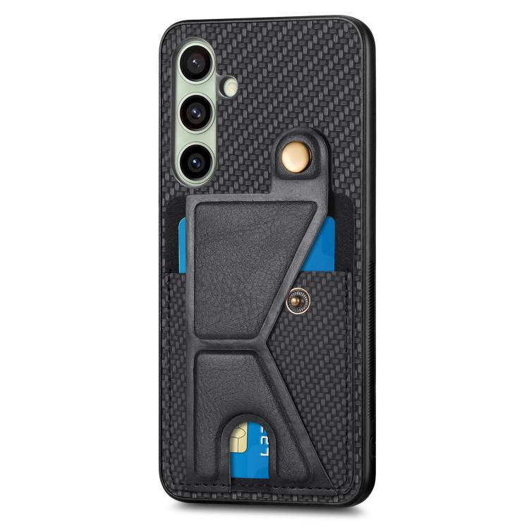 For Samsung Galaxy A36 Carbon Fiber Wallet Flip Card K-shaped Holder Phone Case