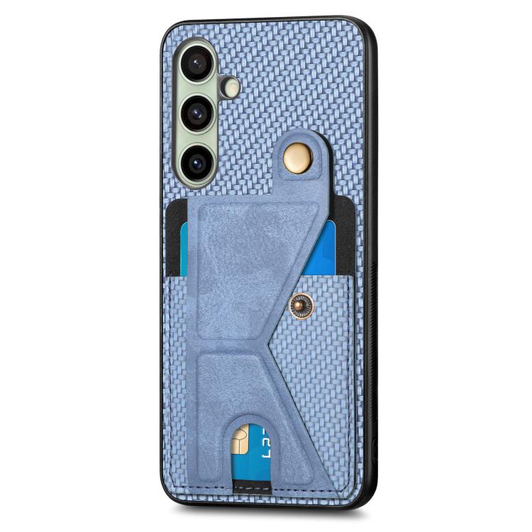 For Samsung Galaxy A56 5G Carbon Fiber Wallet Flip Card K-shaped Holder Phone Case