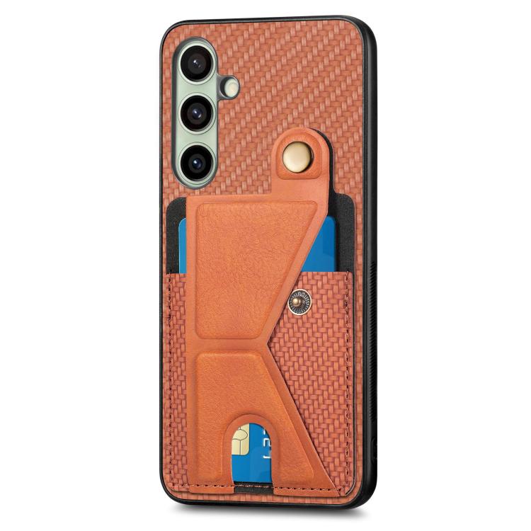 For Samsung Galaxy A56 5G Carbon Fiber Wallet Flip Card K-shaped Holder Phone Case