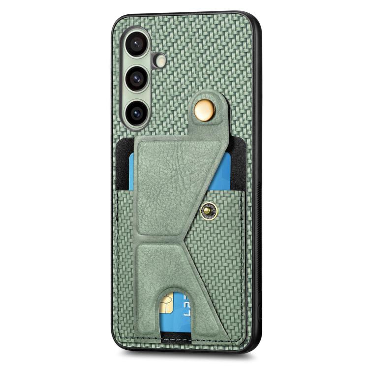 For Samsung Galaxy A56 5G Carbon Fiber Wallet Flip Card K-shaped Holder Phone Case