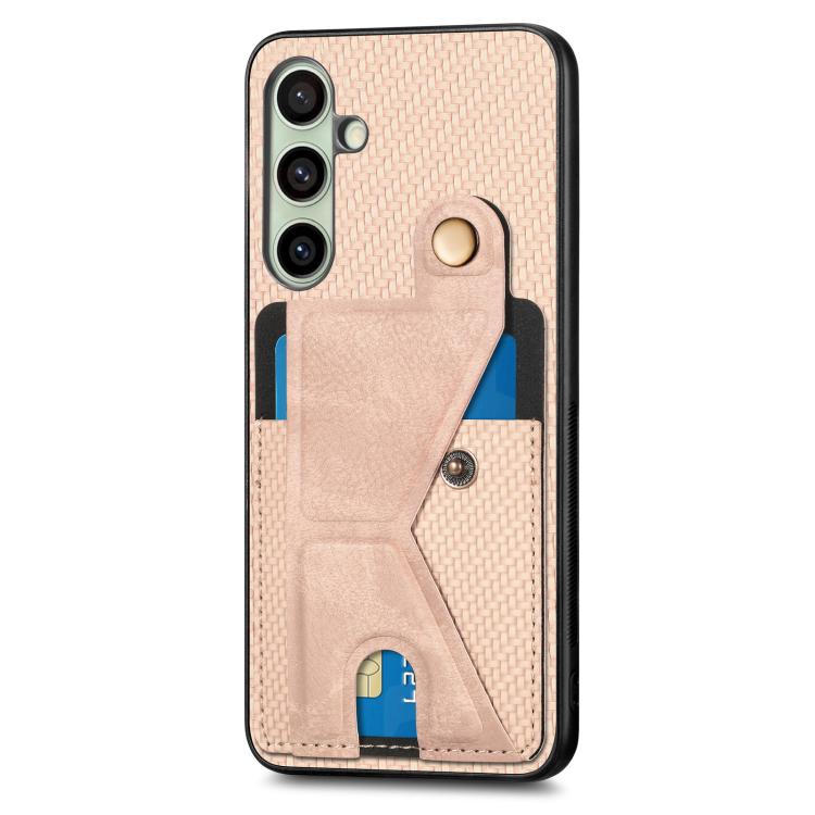 For Samsung Galaxy A56 5G Carbon Fiber Wallet Flip Card K-shaped Holder Phone Case