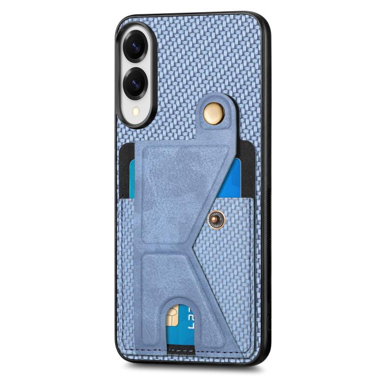 For Samsung Galaxy S25 Edge 5G Carbon Fiber Wallet Flip Card K-shaped Holder Phone Case