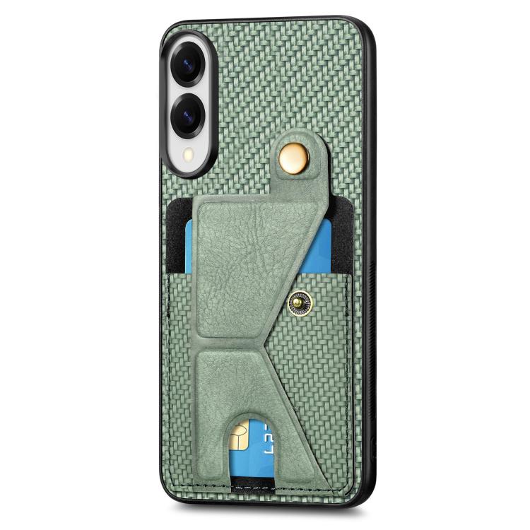 For Samsung Galaxy S25 Edge 5G Carbon Fiber Wallet Flip Card K-shaped Holder Phone Case