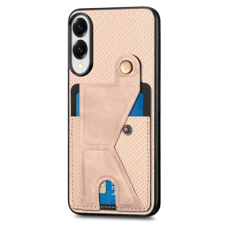 For Samsung Galaxy S25 Edge 5G Carbon Fiber Wallet Flip Card K-shaped Holder Phone Case