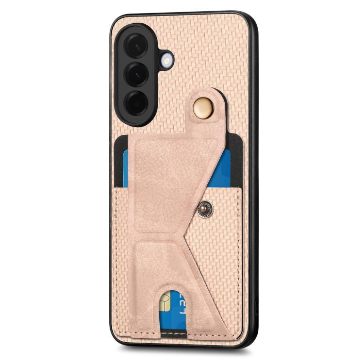For Samsung Galaxy A37 5G Carbon Fiber Wallet Flip Card K-shaped Holder Phone Case
