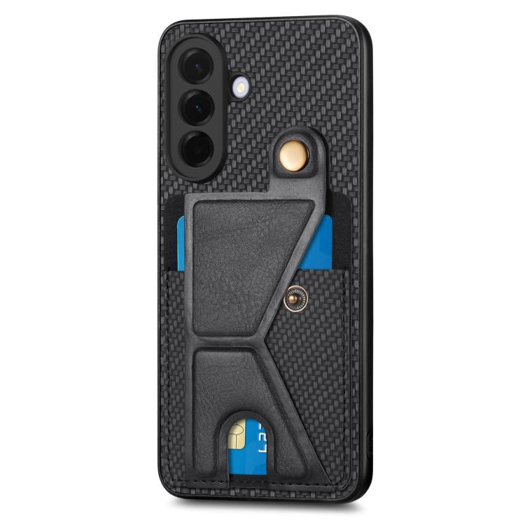 For Samsung Galaxy A57 5G Carbon Fiber Wallet Flip Card K-shaped Holder Phone Case