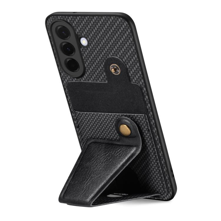 For Samsung Galaxy A57 5G Carbon Fiber Wallet Flip Card K-shaped Holder Phone Case