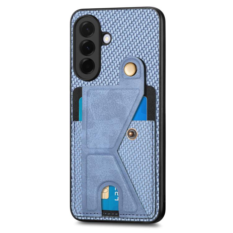 For Samsung Galaxy A57 5G Carbon Fiber Wallet Flip Card K-shaped Holder Phone Case