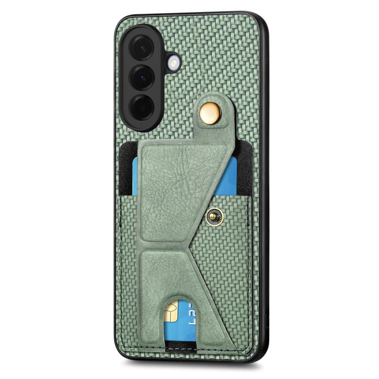 For Samsung Galaxy A57 5G Carbon Fiber Wallet Flip Card K-shaped Holder Phone Case