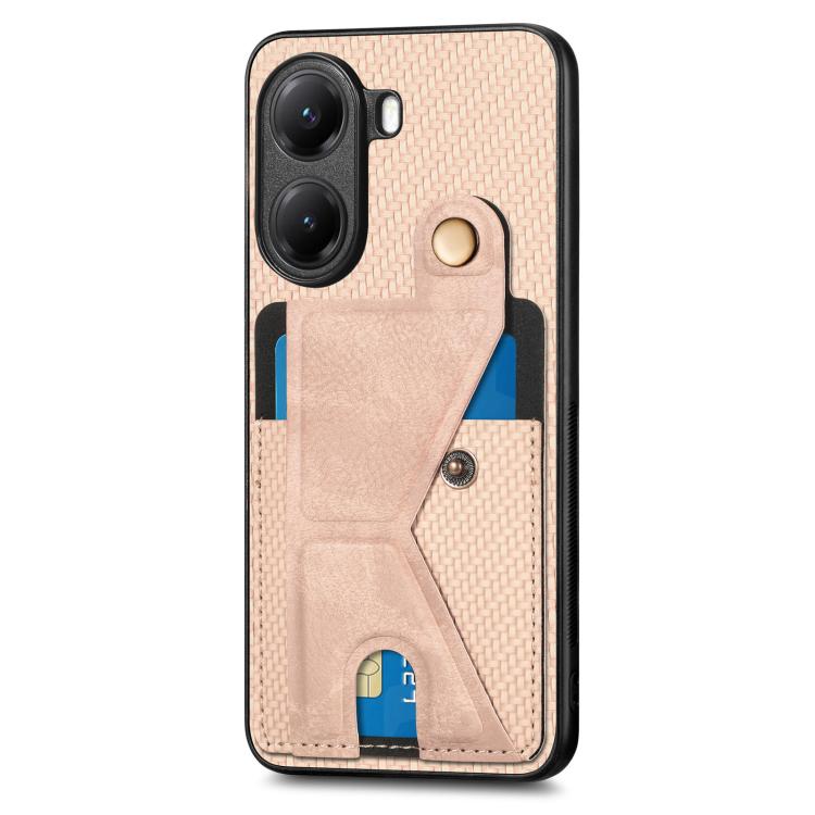 For Redmi Turbo 4 Carbon Fiber Wallet Flip Card K-shaped Holder Phone Case