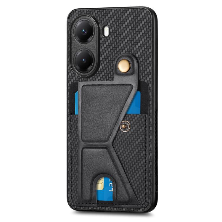 For Xiaomi Poco X7 Pro Carbon Fiber Wallet Flip Card K-shaped Holder Phone Case