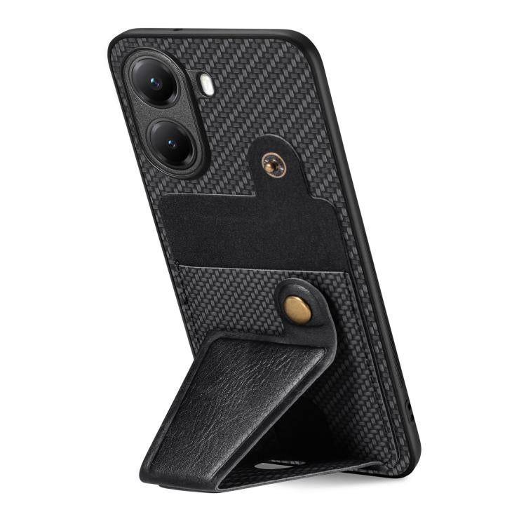 For Xiaomi Poco X7 Pro Carbon Fiber Wallet Flip Card K-shaped Holder Phone Case