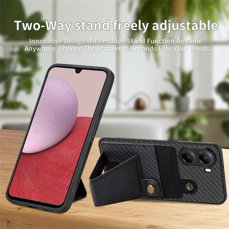 For Xiaomi Poco X7 Pro Carbon Fiber Wallet Flip Card K-shaped Holder Phone Case